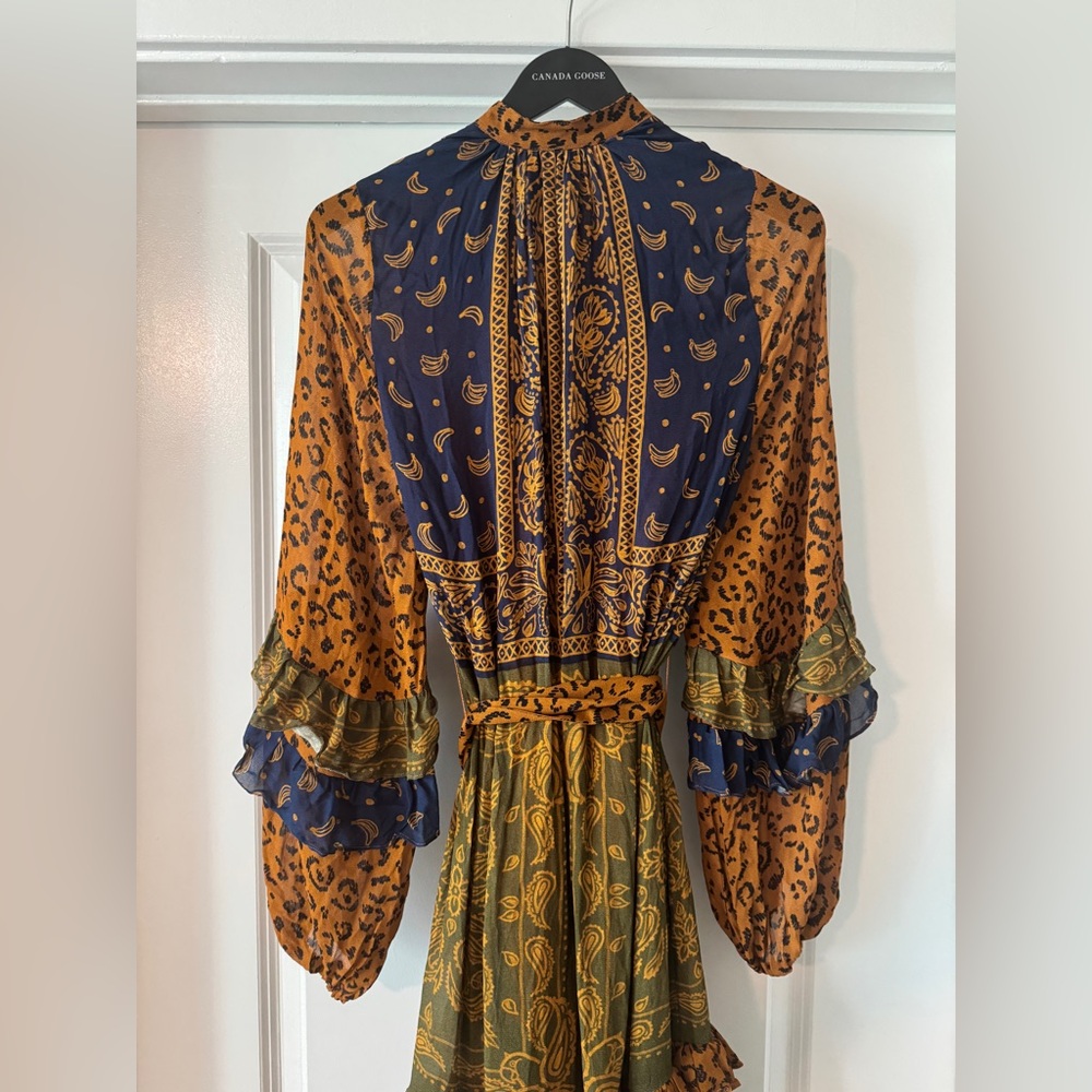 FARM Rio Multicolor Patchwork Maxi Dress - Mustard, Navy, Olive - Picture 3 of 13